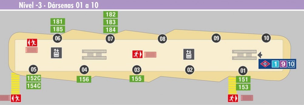Plano Nivel -3: Dársenas 01 a 10